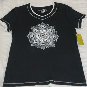 NWT Black Short-sleeve Women's V-neck Top